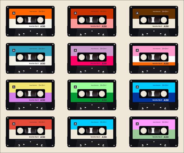 audiocassettes kleurrijke achtergrond vector