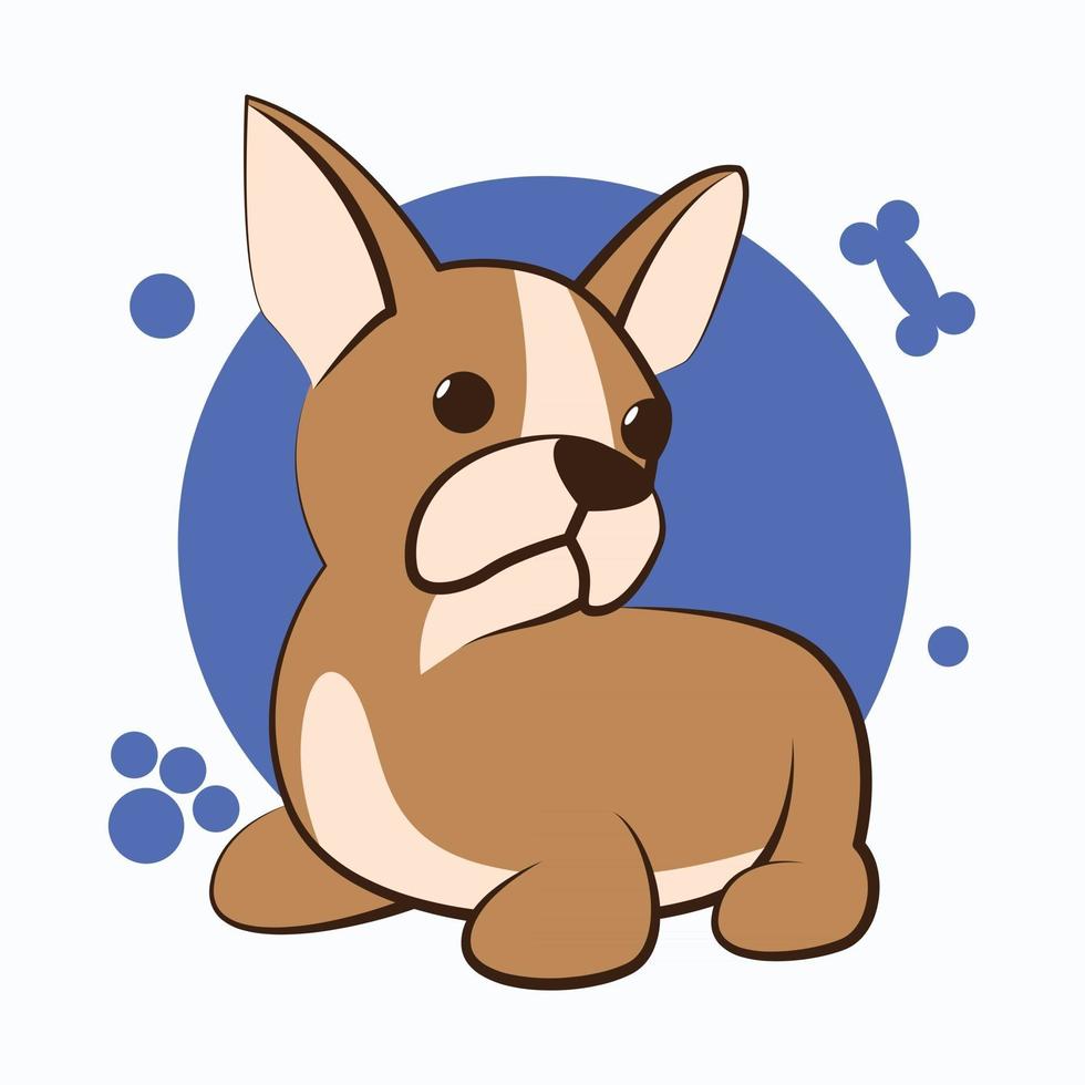 kleur vector illustratie cartoon op een witte achtergrond van een schattige Franse bulldog.