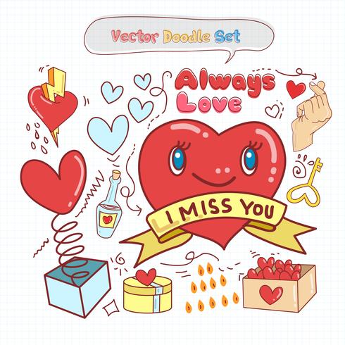 Valentijnsdag Doodle Set Vector