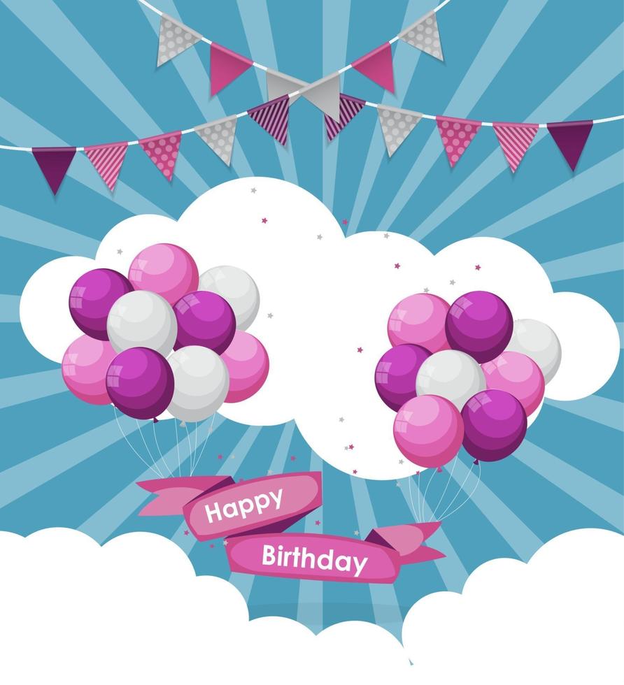 kleur glanzend gelukkige verjaardag ballonnen banner achtergrond vectorillustratie vector