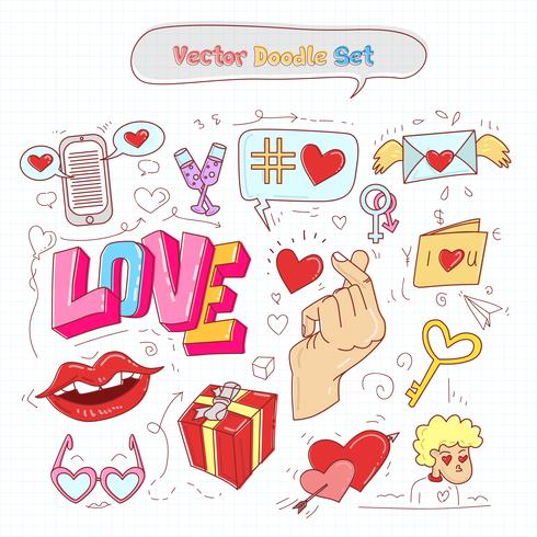 Valentijnsdag Doodle Set Vector