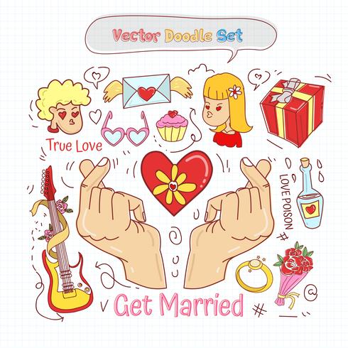 Valentijnsdag Doodle Set Vector