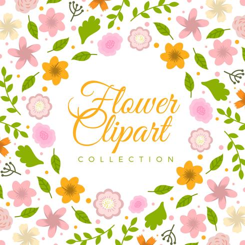 Plat kleurrijke bloem Clipart collectie vector
