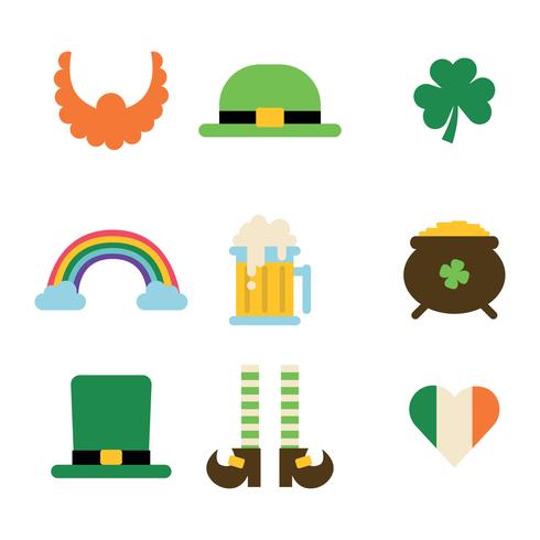 Set van platte St Patrick&#39;s iconen vector