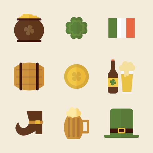 St Patrick&#39;s Day Pictogrammen met schaduwen vector