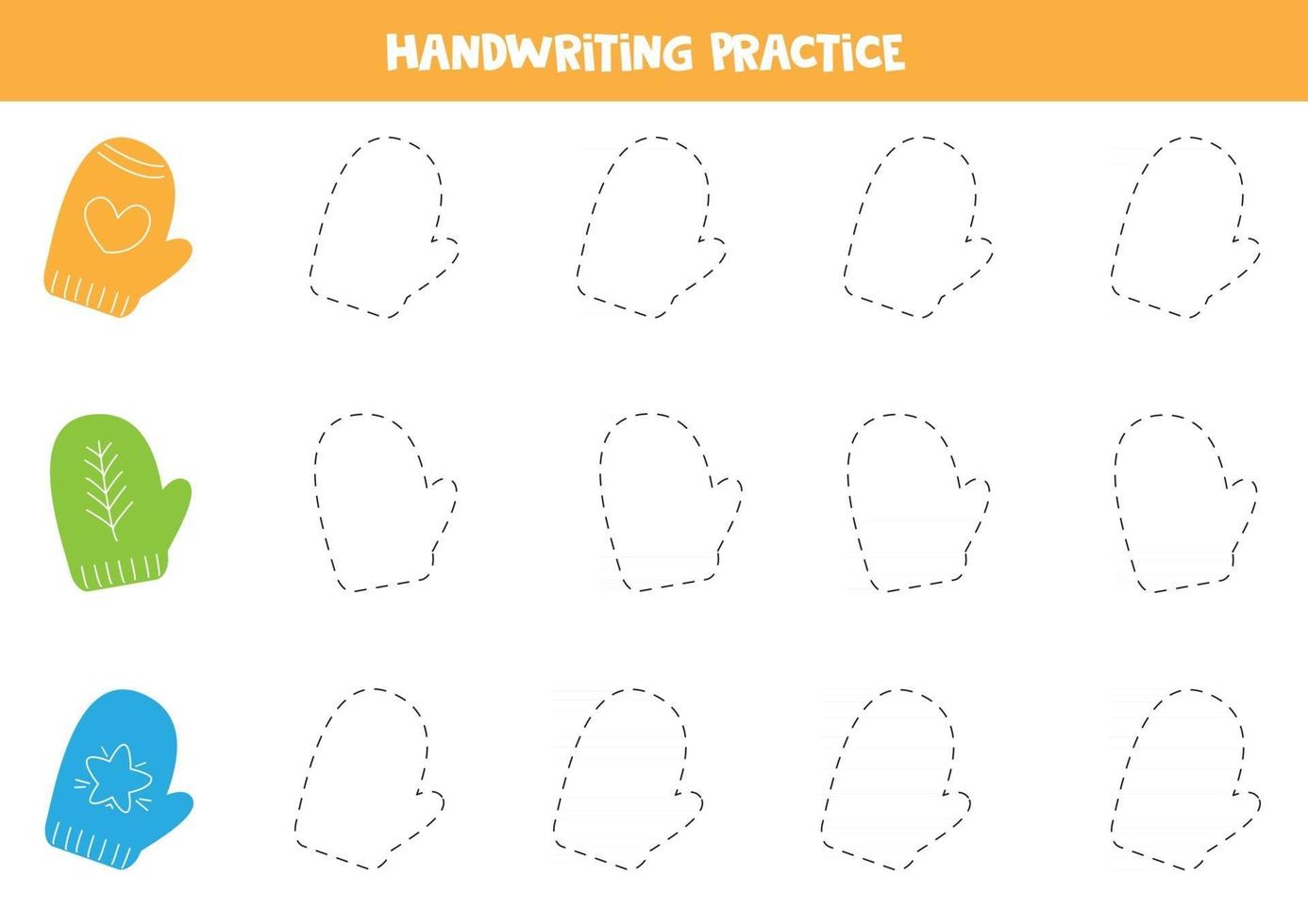 traceerlijnen voor kinderen met wanten. educatief werkblad. vector