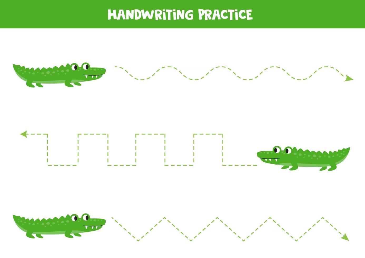 traceerlijnen met groene krokodillen. Afrikaanse dieren. vector