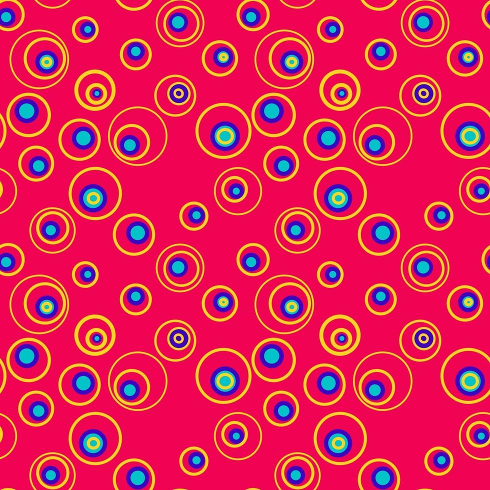 vectorillustratie van helder psychedelisch naadloos patroon met veelkleurige cirkels van verschillende vormen vector