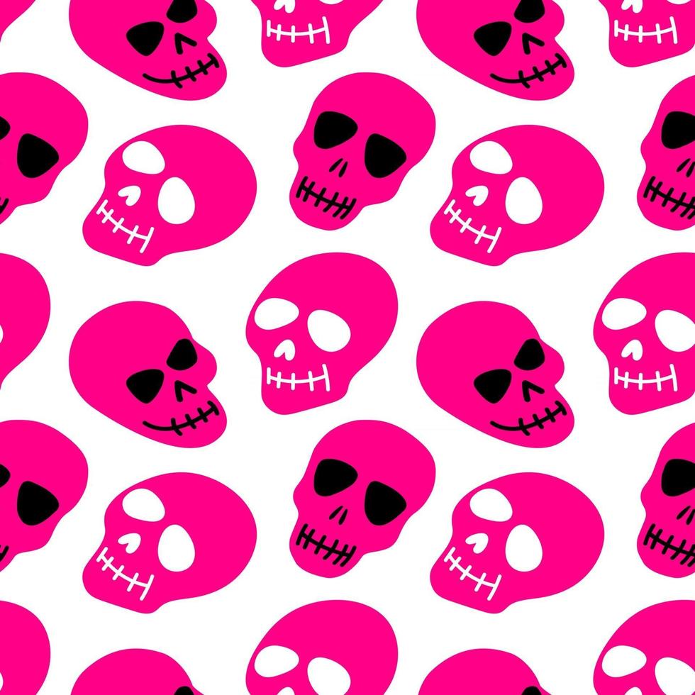 het patroon van de schedel. paarse schedels op een witte background.vector afbeelding. helder en modieus ontwerp voor halloween, dag van de doden, tatoeages, prenten, poster vector