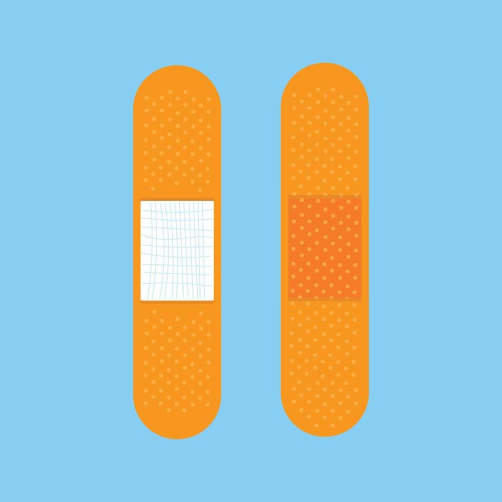 verband medische patch gips steun bescherming vlakke stijl ontwerp vector illustratie pictogram teken geïsoleerd op lichte blauwe achtergrond.