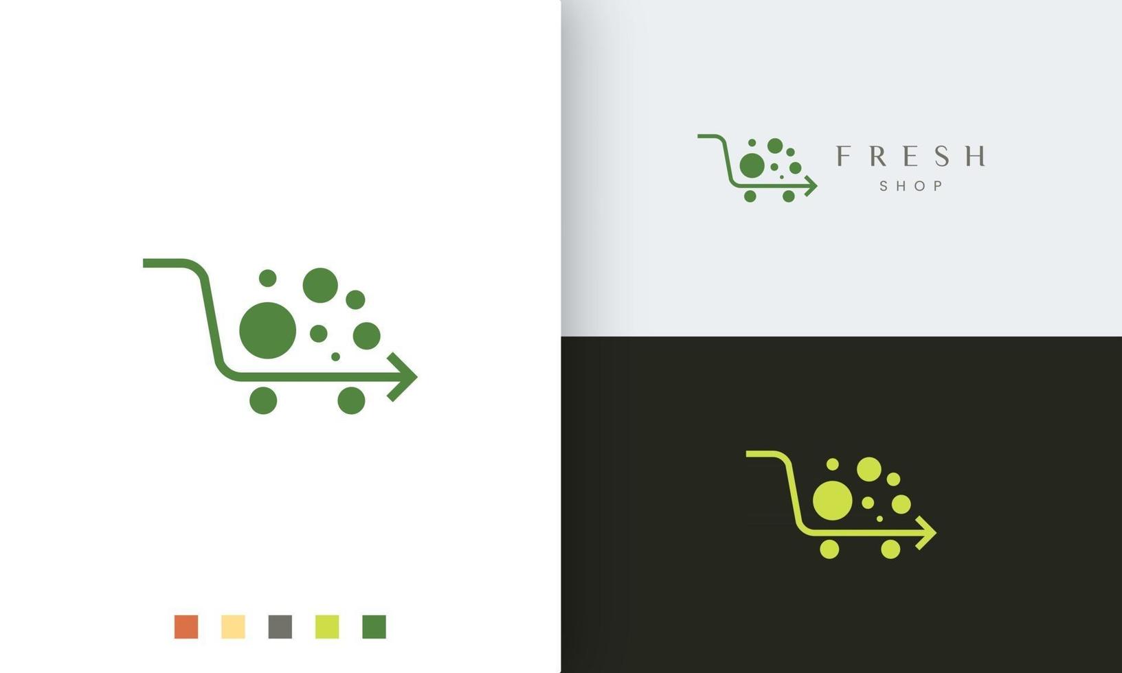 winkel of trolley logo sjabloon met eenvoudige vorm vector