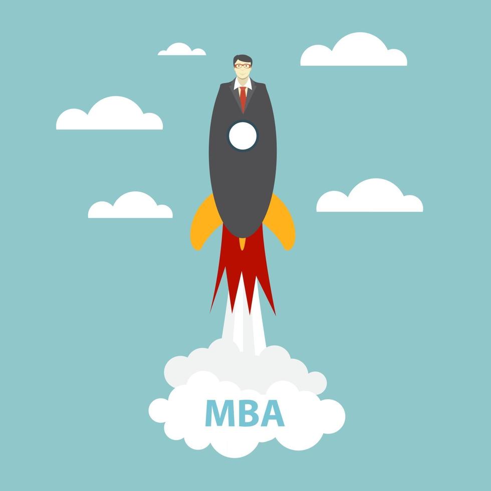 zakelijk mba-onderwijsconcept. trends en innovatie in het onderwijs. vector illustratie