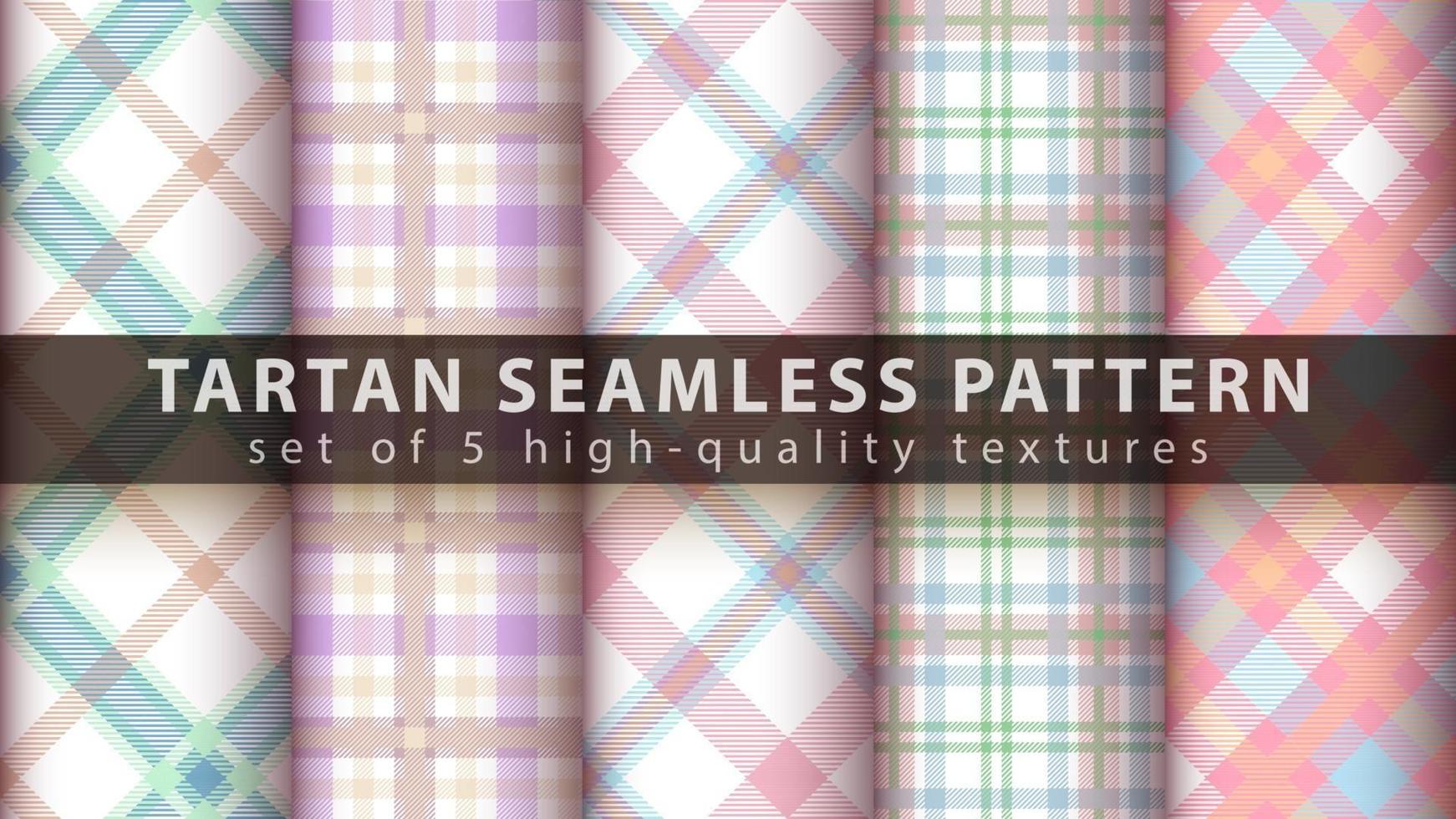 tartan textiel naadloos patroon instellen. hand tekenen vector