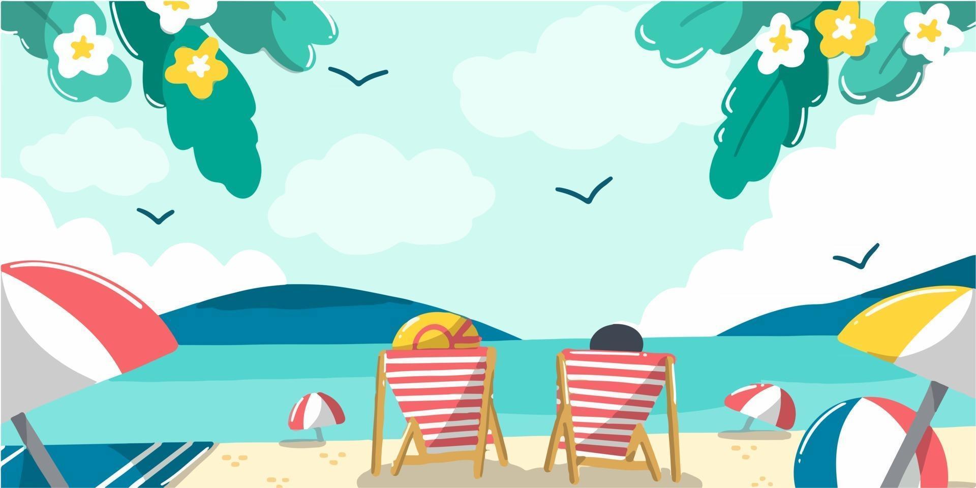 romantische zomervakantie doodle illustratie vector