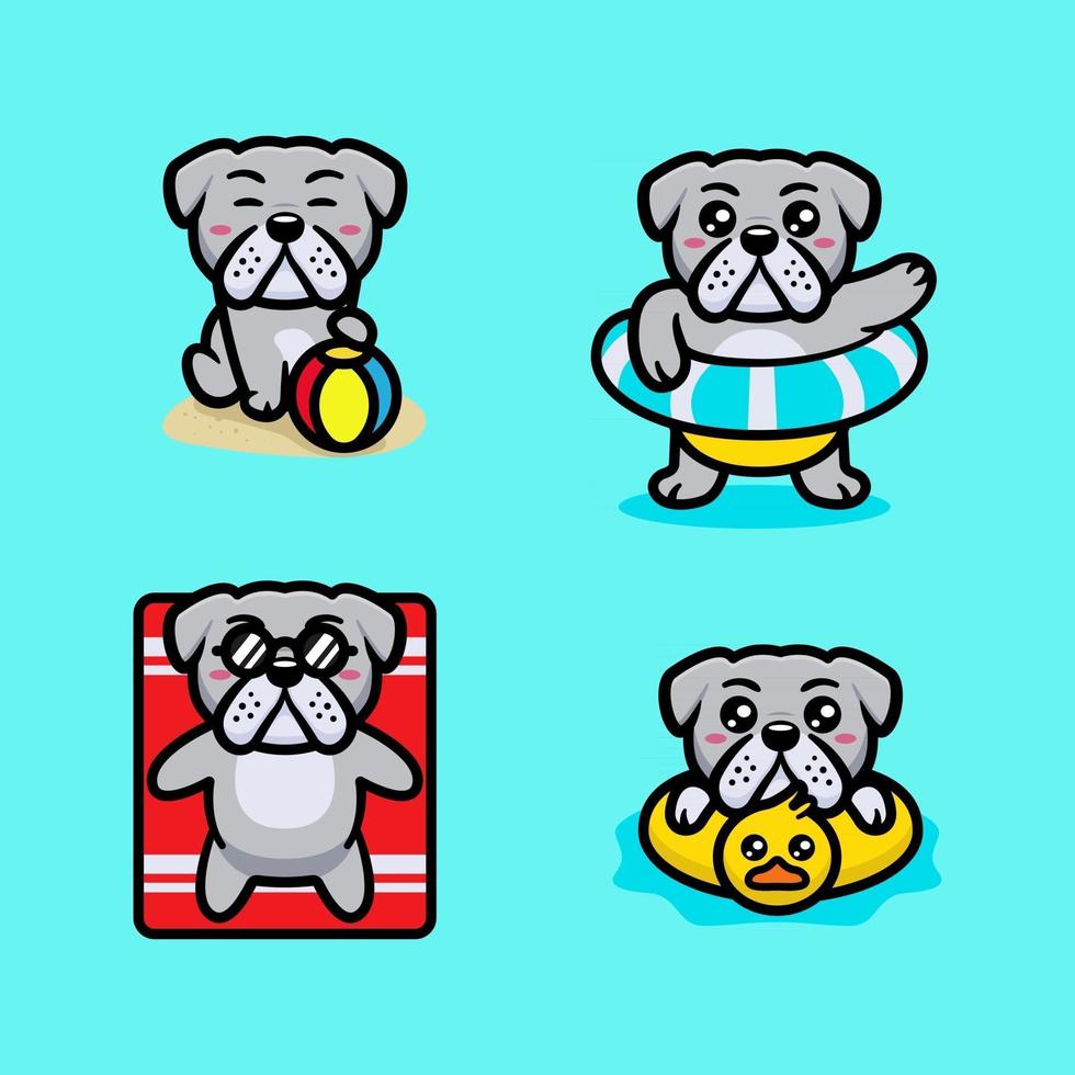 zomer schattige bulldog illustratie vector