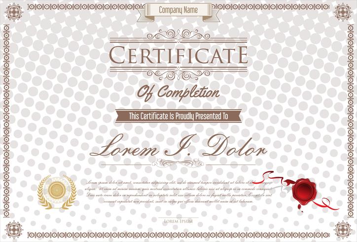 Certificaat of diploma retro ontwerpsjabloon vectorillustratie vector