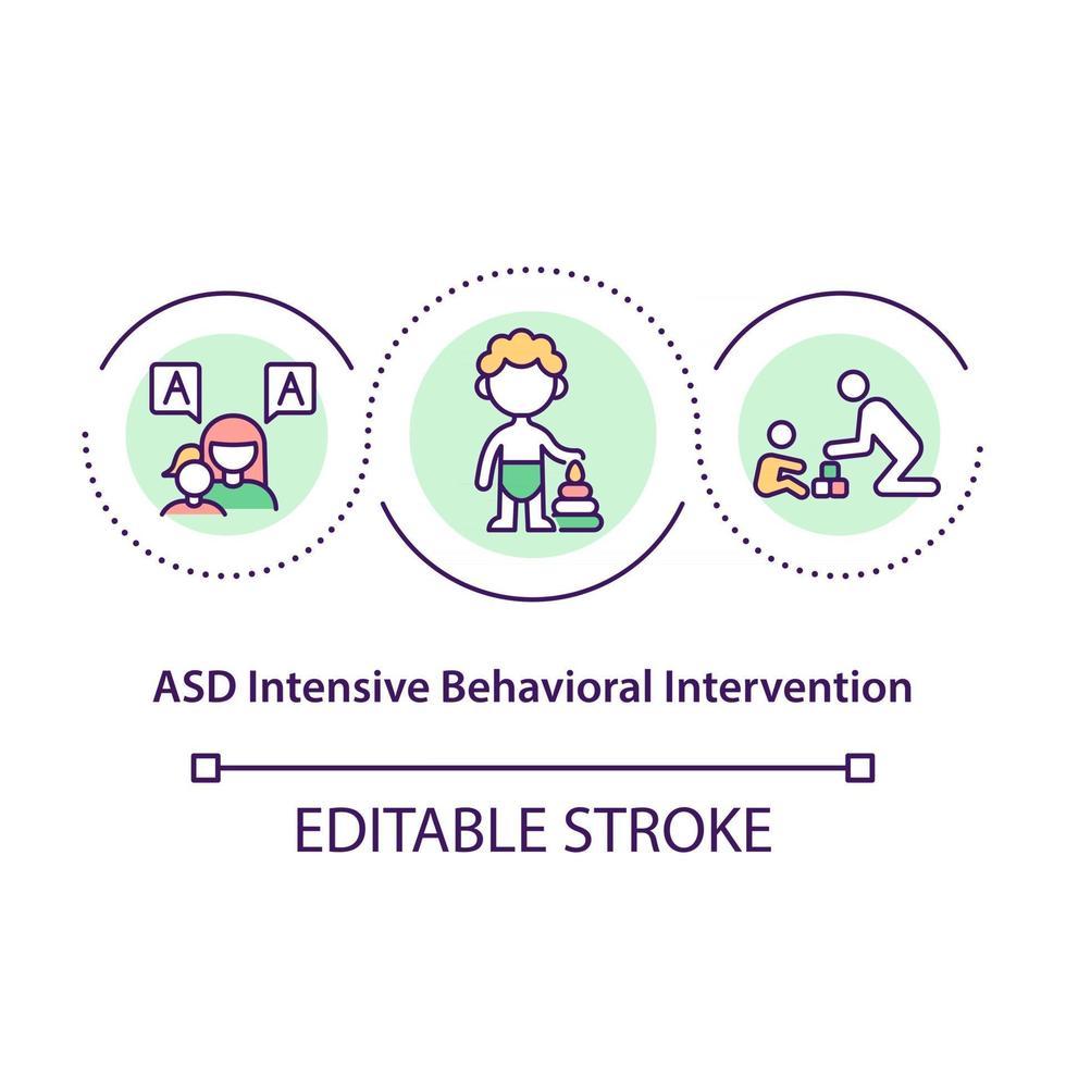 asd intensieve gedragsinterventie concept icoon. speciale medische behandeling van communicatieproblemen abstracte idee dunne lijn illustratie. vector geïsoleerde omtrek kleur tekening. bewerkbare streek