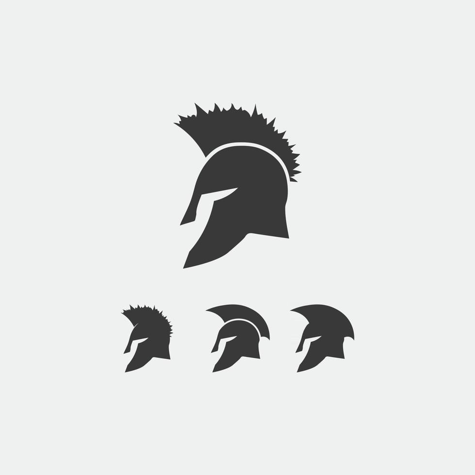 Spartaanse helm, gladiator logo sjabloon vector pictogram ontwerp, hoofd icoon van krijgers, soldaat