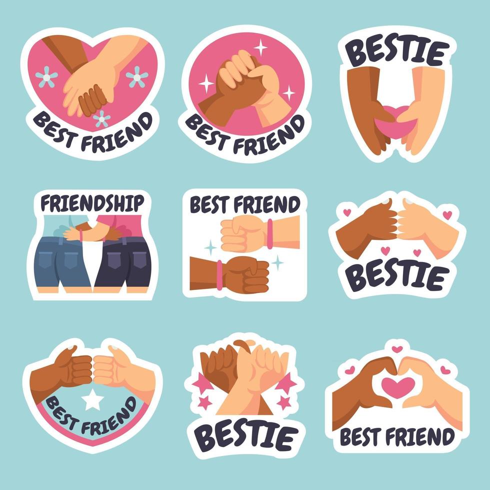 stickers voor vriendschapsdag vector