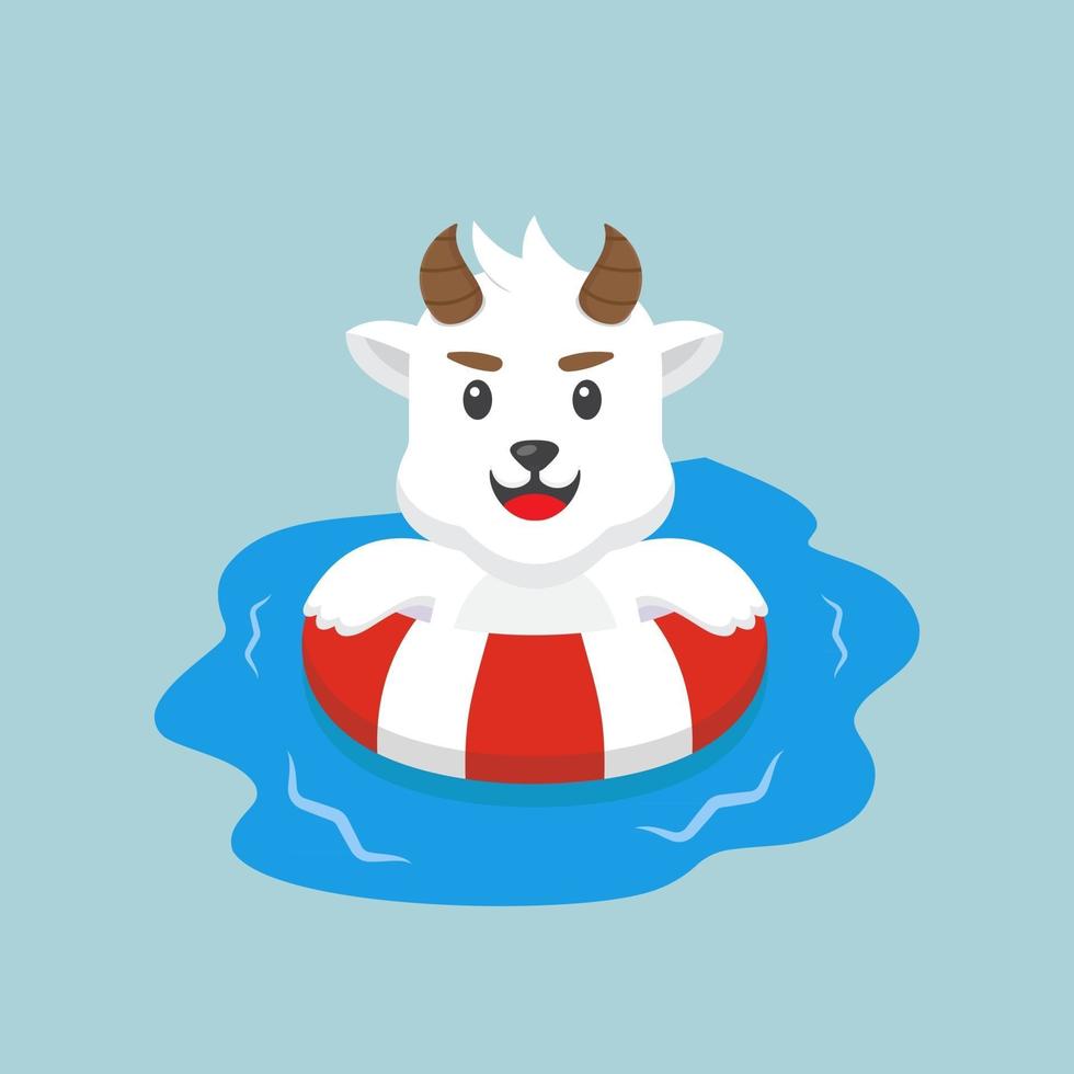schattige geit zwemmen zomer cartoon vector