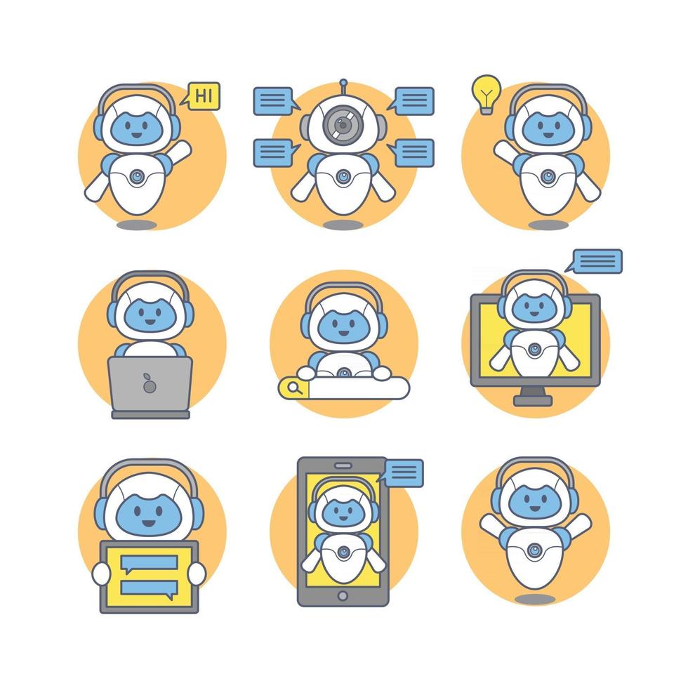 chatbot stickers concept vector