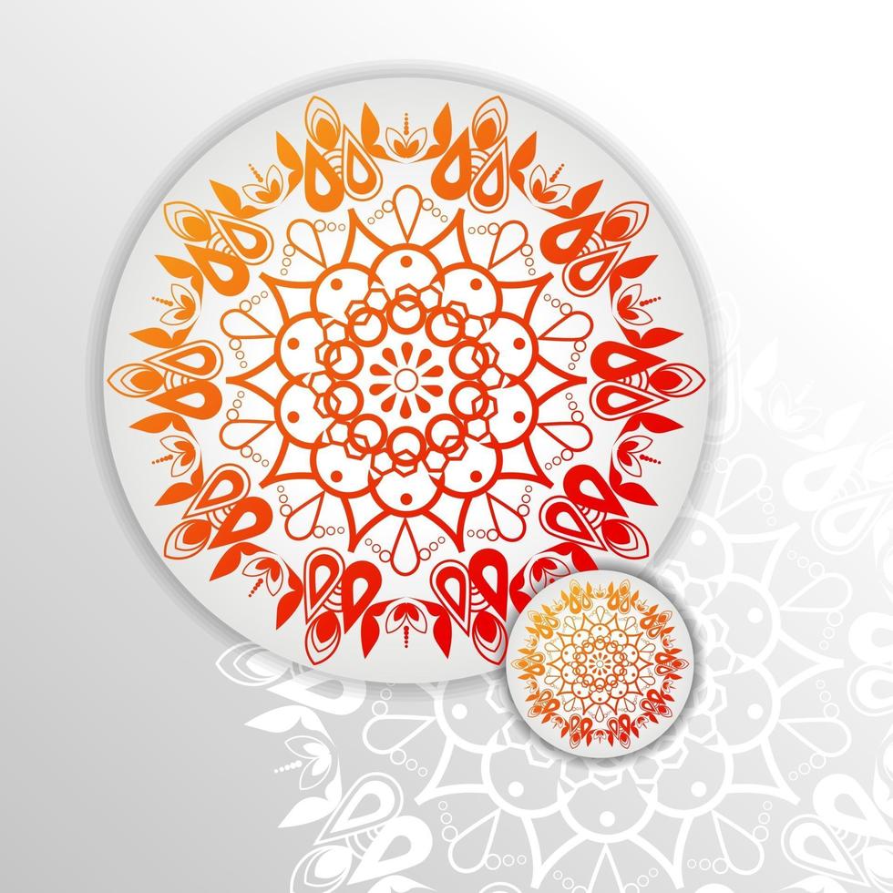 ronde gouden mandala op witte geïsoleerde achtergrond. vector boho mandala in goud en witte achtergrond. mandala met bloemmotieven. yoga sjabloon