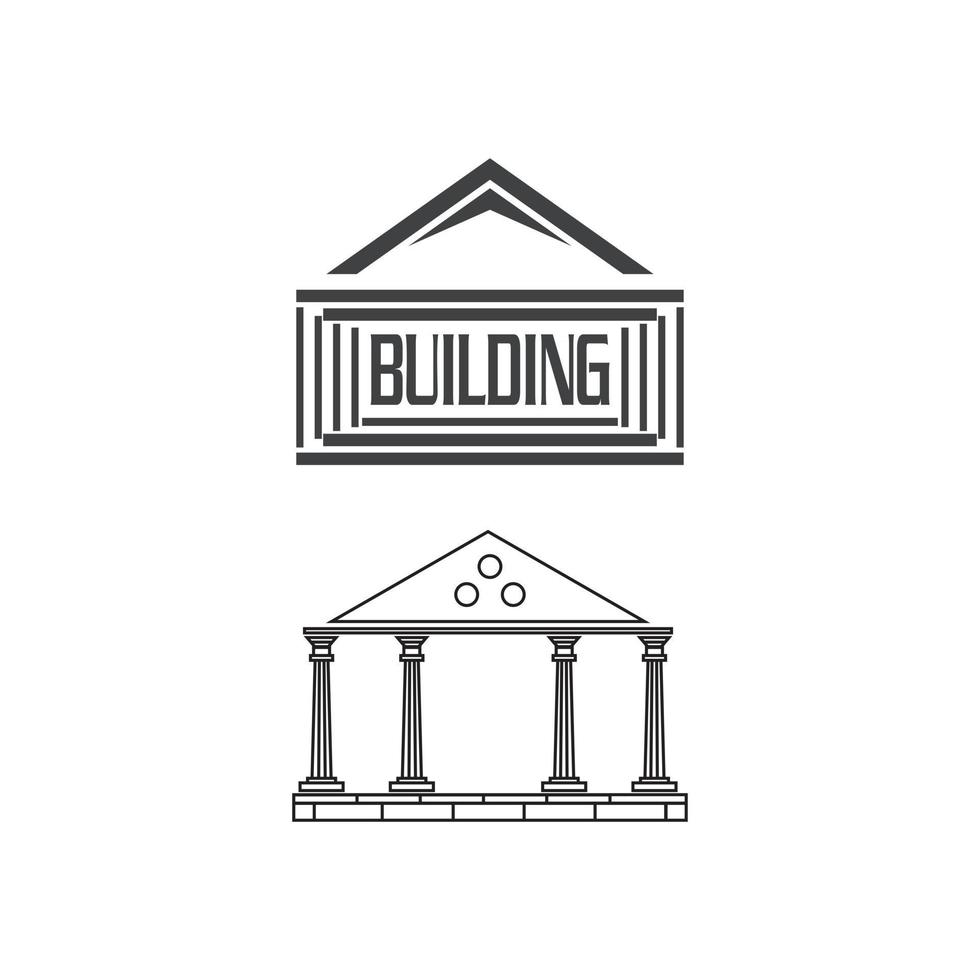 oude pijler kolommen grieks rome athene historisch gebouw logo ontwerp vector