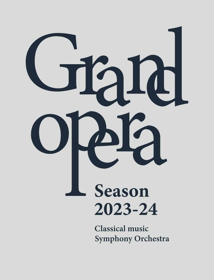 klassiek muziek- creatief typografie poster. advertentie van een musical prestatie, de opening van de opera seizoen. vector vlak illustratie