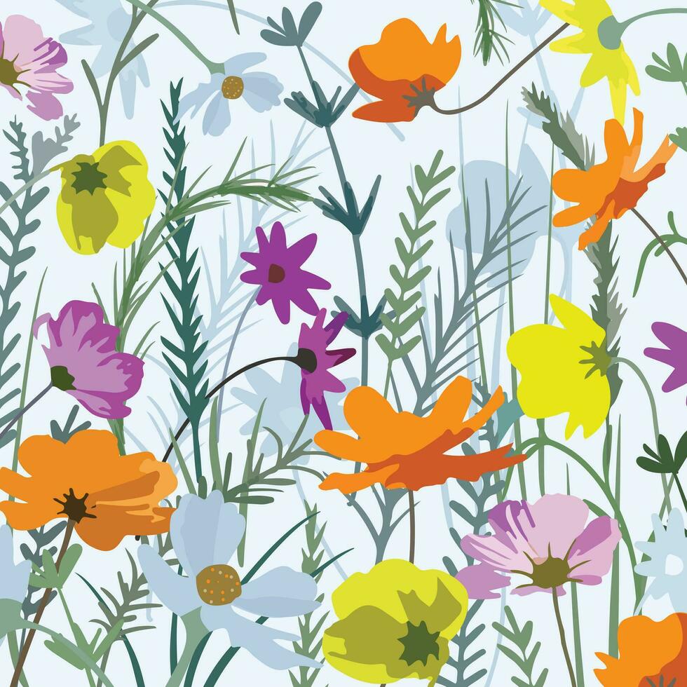 kleurrijk wild bloem en blad patroon vector
