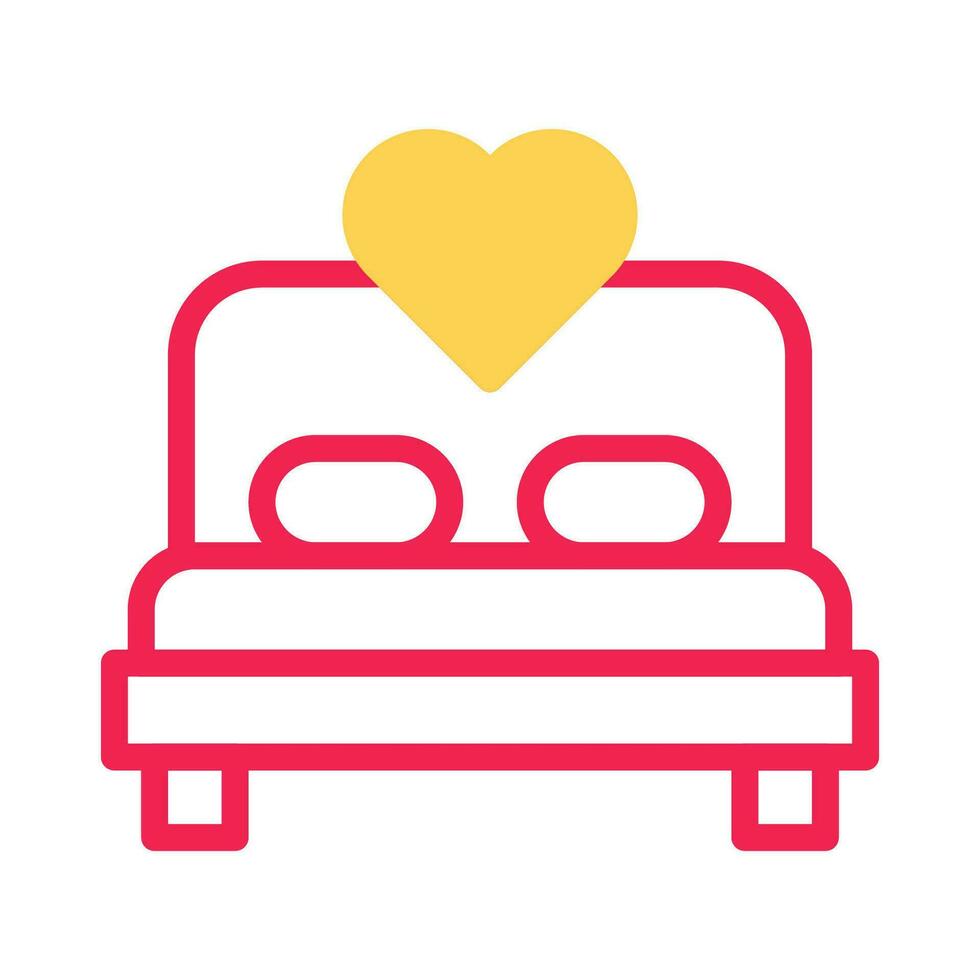 bed icoon duotoon geel rood stijl Valentijn illustratie symbool perfect. vector