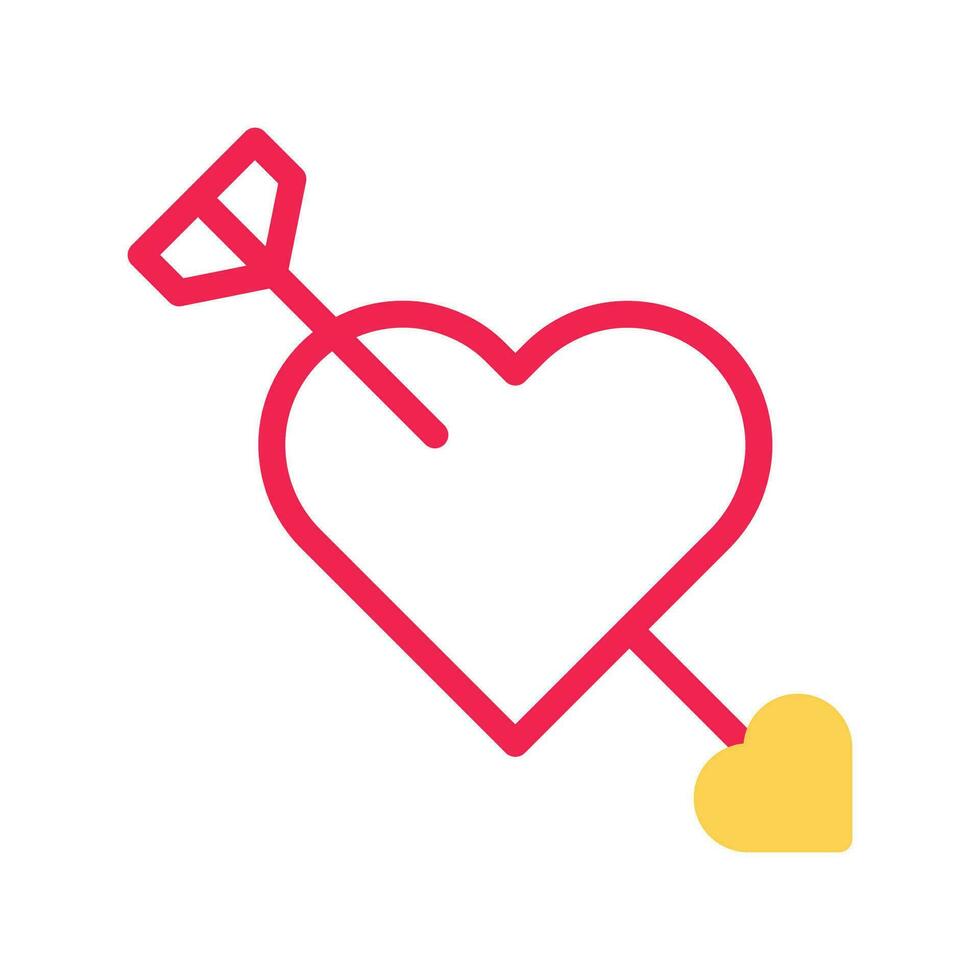 pijl liefde icoon duotoon geel rood stijl Valentijn illustratie symbool perfect. vector