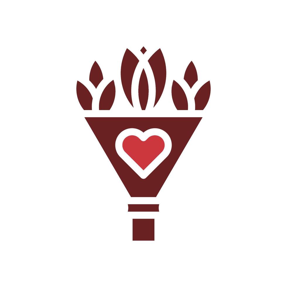 boeket liefde icoon solide bruin rood stijl Valentijn illustratie symbool perfect. vector