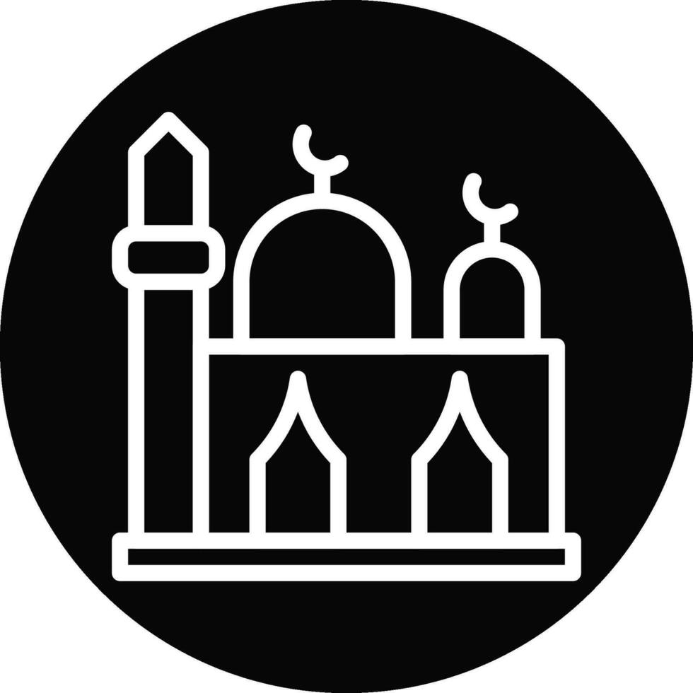 moskee icoon lijn afgeronde zwart wit kleur Ramadan symbool illustratie perfect. vector