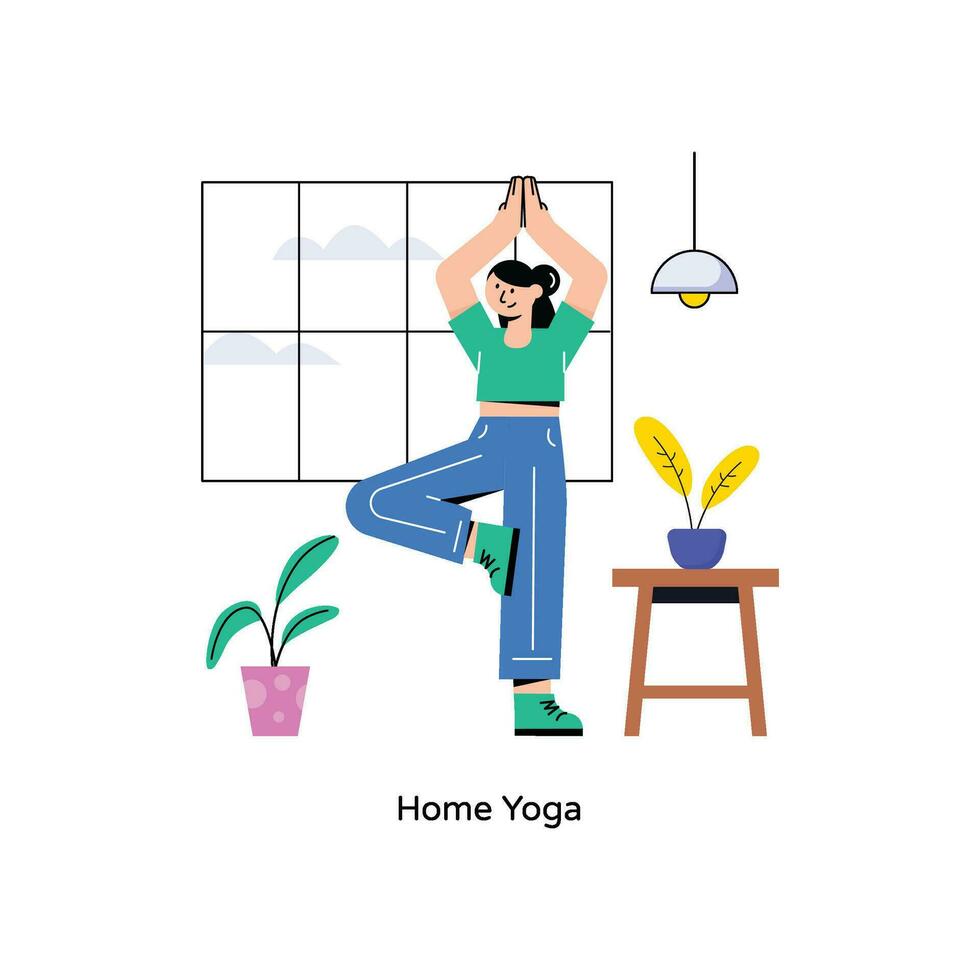 huis yoga vlak stijl ontwerp vector illustratie. voorraad illustratie