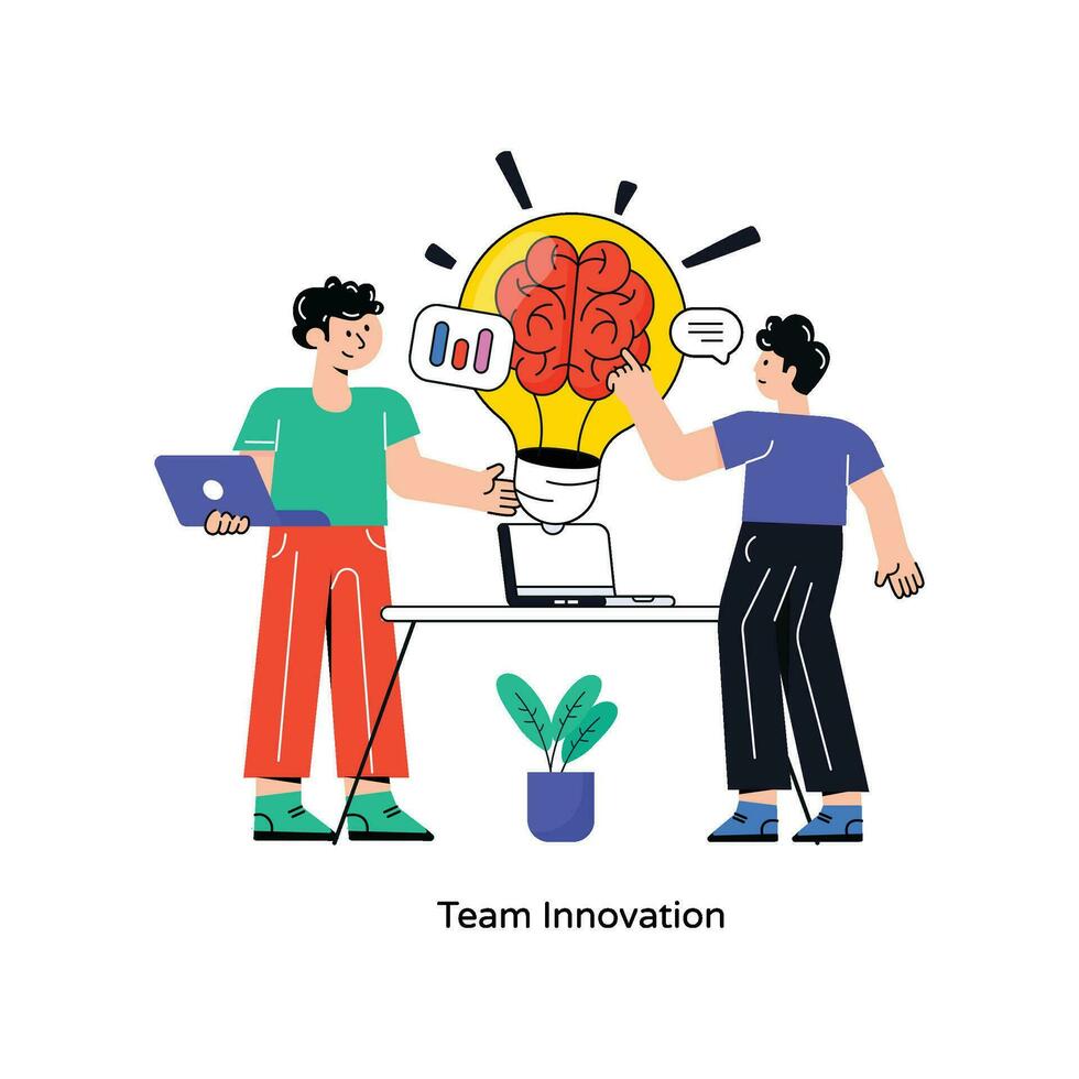 team innovatie vlak stijl ontwerp vector illustratie. voorraad illustratie