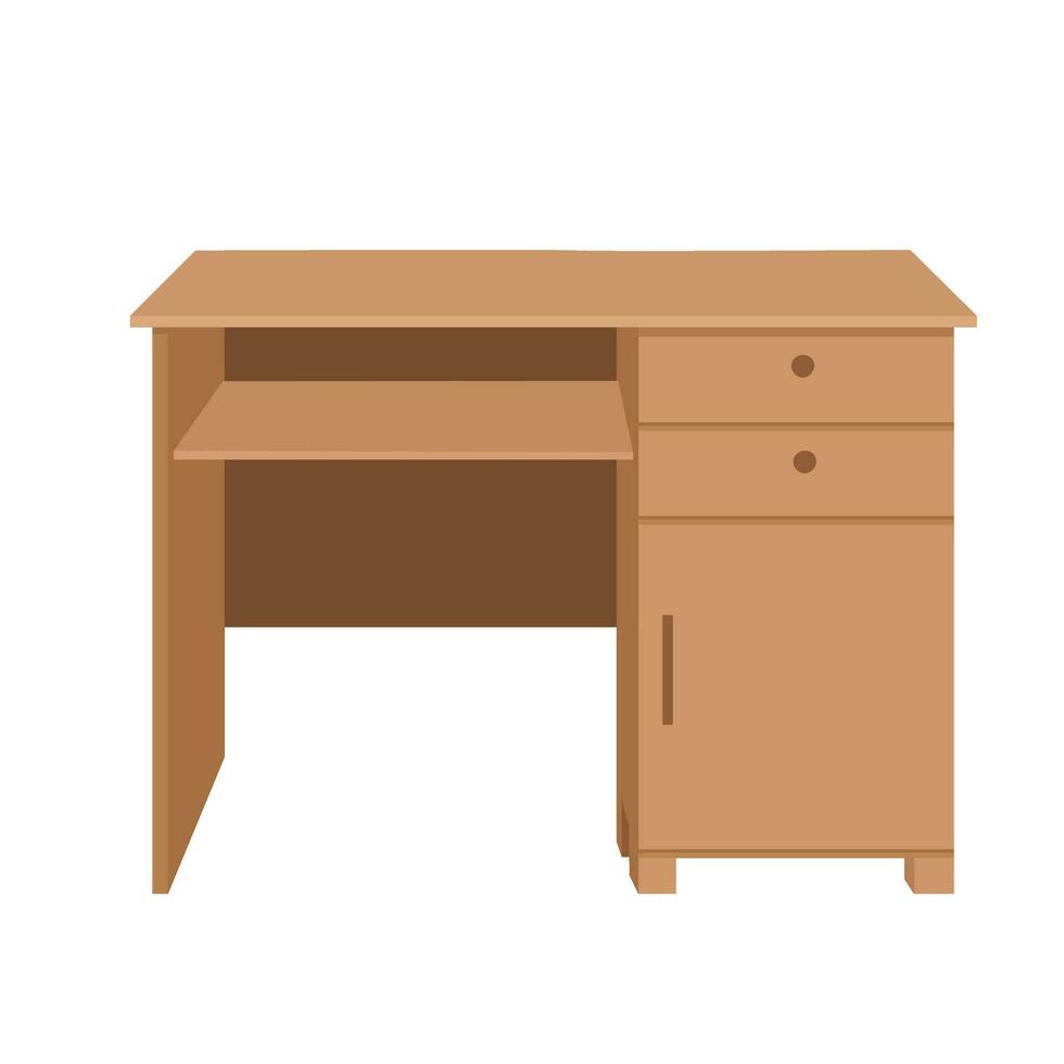 houten kantoor bureau vector, aan het studeren bureau vector. vlak vector in tekenfilm stijl geïsoleerd Aan wit achtergrond.