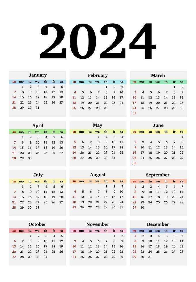 kalender voor 2024 geïsoleerd Aan een wit achtergrond vector