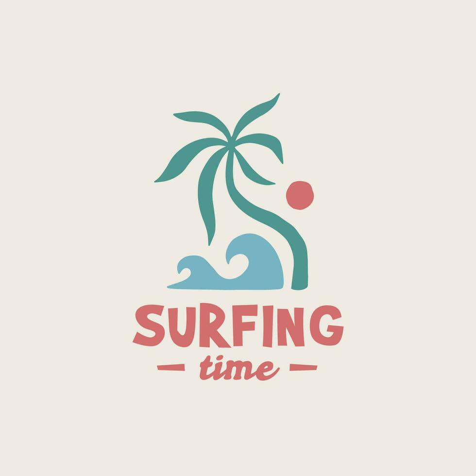 wijnoogst surfen logo ontwerp sjabloon voor surfen club, surfen winkel, surfen koopwaar vector