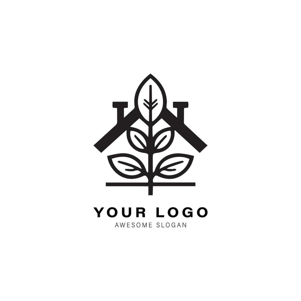 gemakkelijk zwart en wit logo ontwerp voor een huis of gebouw. de ontwerp Kenmerken een driehoek vorm Aan top van de huis vector