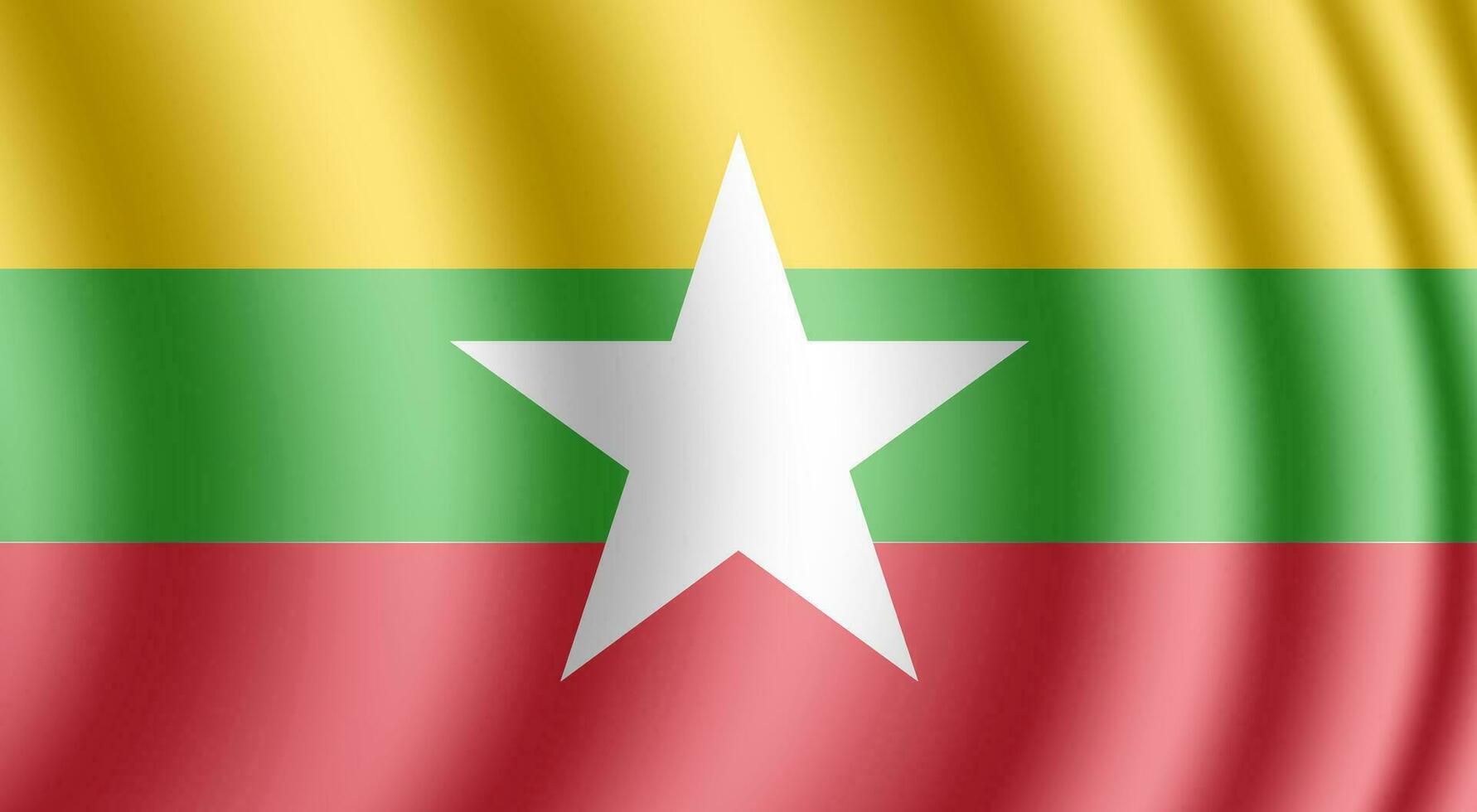 Myanmar realistisch golvend vlag vector achtergrond ontwerp