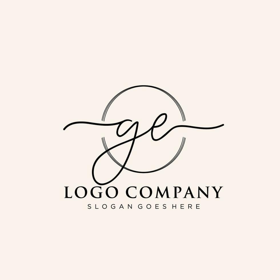 eerste ge vrouwelijk logo collecties sjabloon. handschrift logo van eerste handtekening, bruiloft, mode, juwelen, boetiek, bloemen en botanisch met creatief sjabloon voor ieder bedrijf of bedrijf. vector