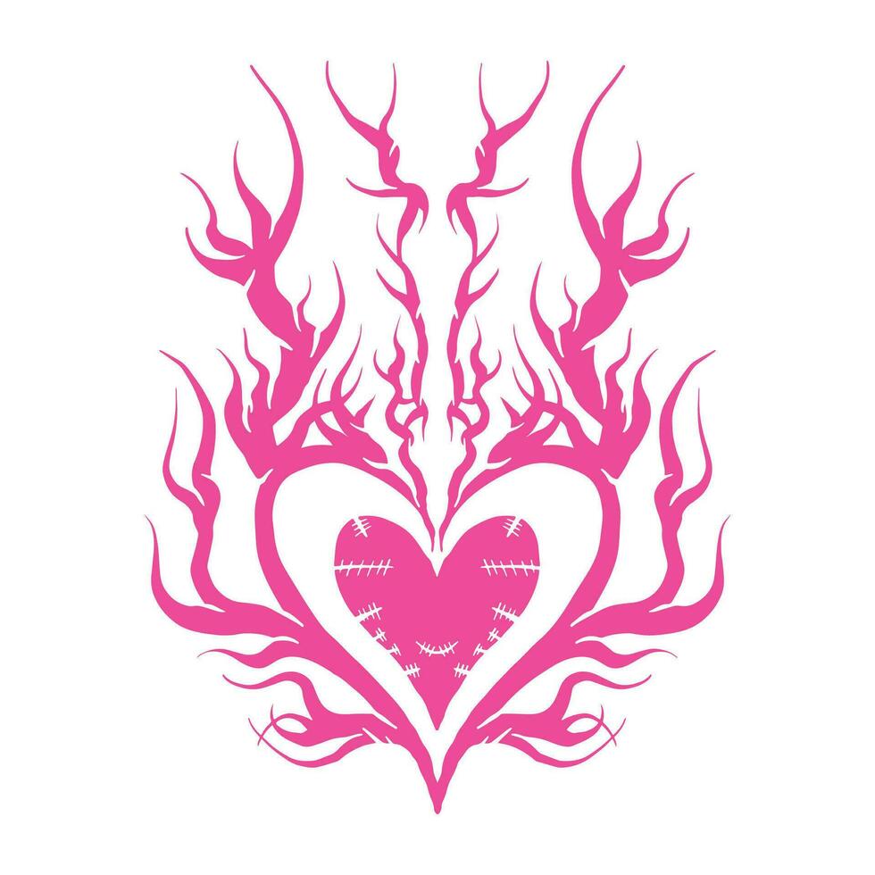 roze hart tribal , mooi zo voor grafisch ontwerp bronnen, het drukken Aan koopwaar, affiches, pamfletten, tatoeëren kunst en meer. vector