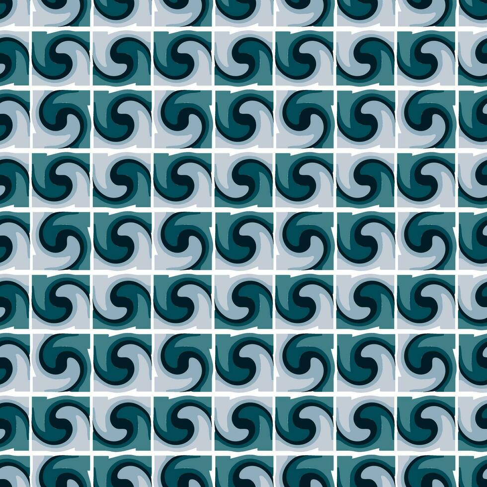 naadloos patroon simulatie van draaien golven in een chaotisch manier. plein Golf stukken voor modieus prints in funk stijl. ongebruikelijk psychedelisch Golf achtergrond met steil lijnen. verdeeld water vector
