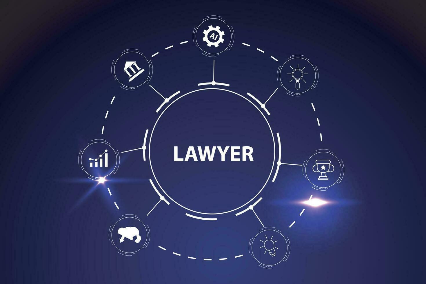 advocaat icoon teken met bubbel en technologie concept vector illustratie