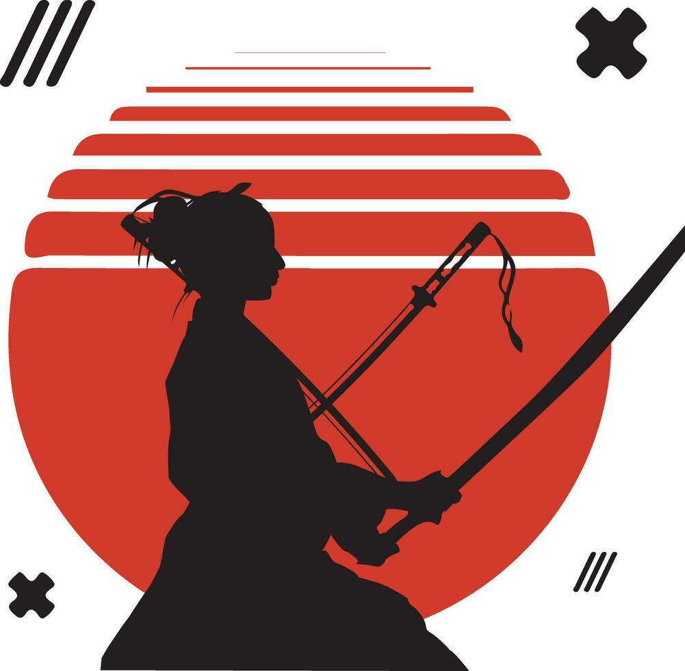 vector silhouet samurai Japans illustratie