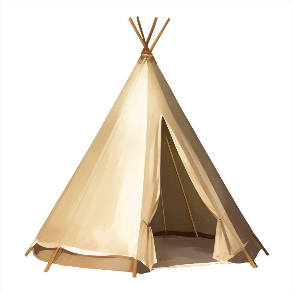 Indisch tent Tipi geïsoleerd gedetailleerd hand- getrokken schilderij illustratie vector