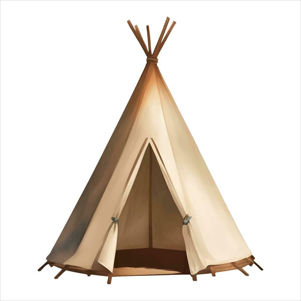 Indisch tent Tipi geïsoleerd gedetailleerd hand- getrokken schilderij illustratie vector