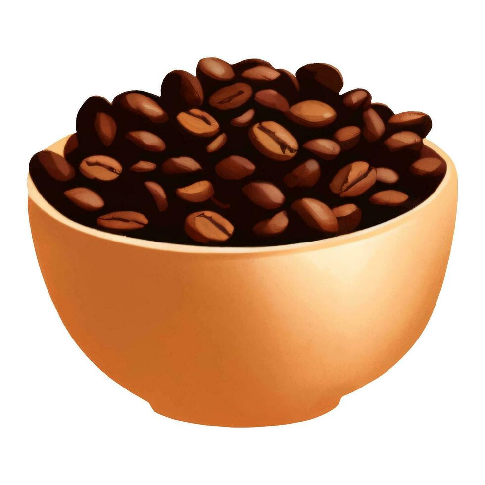 koffie bonen Aan kom geïsoleerd hand- getrokken schilderij illustratie vector