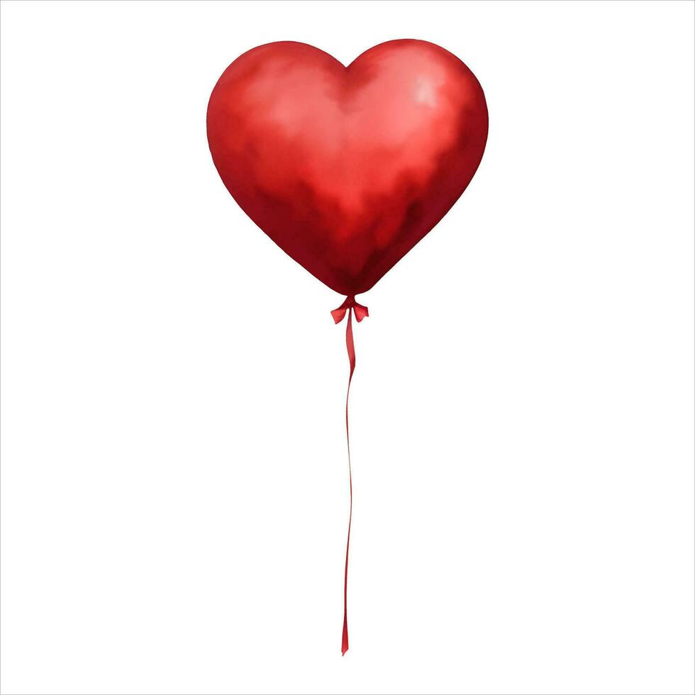 rood hart vormig ballon geïsoleerd gedetailleerd hand- getrokken schilderij illustratie vector