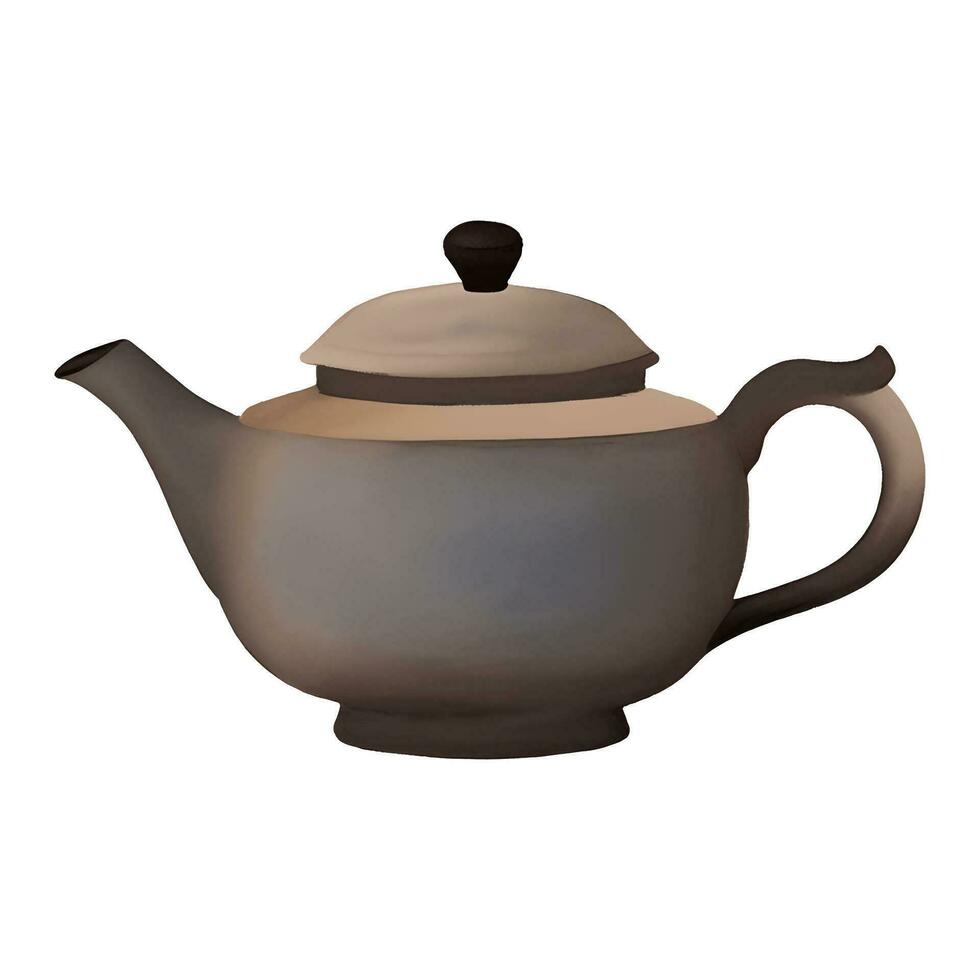 klei theepot waterverf geïsoleerd hand- getrokken schilderij illustratie vector